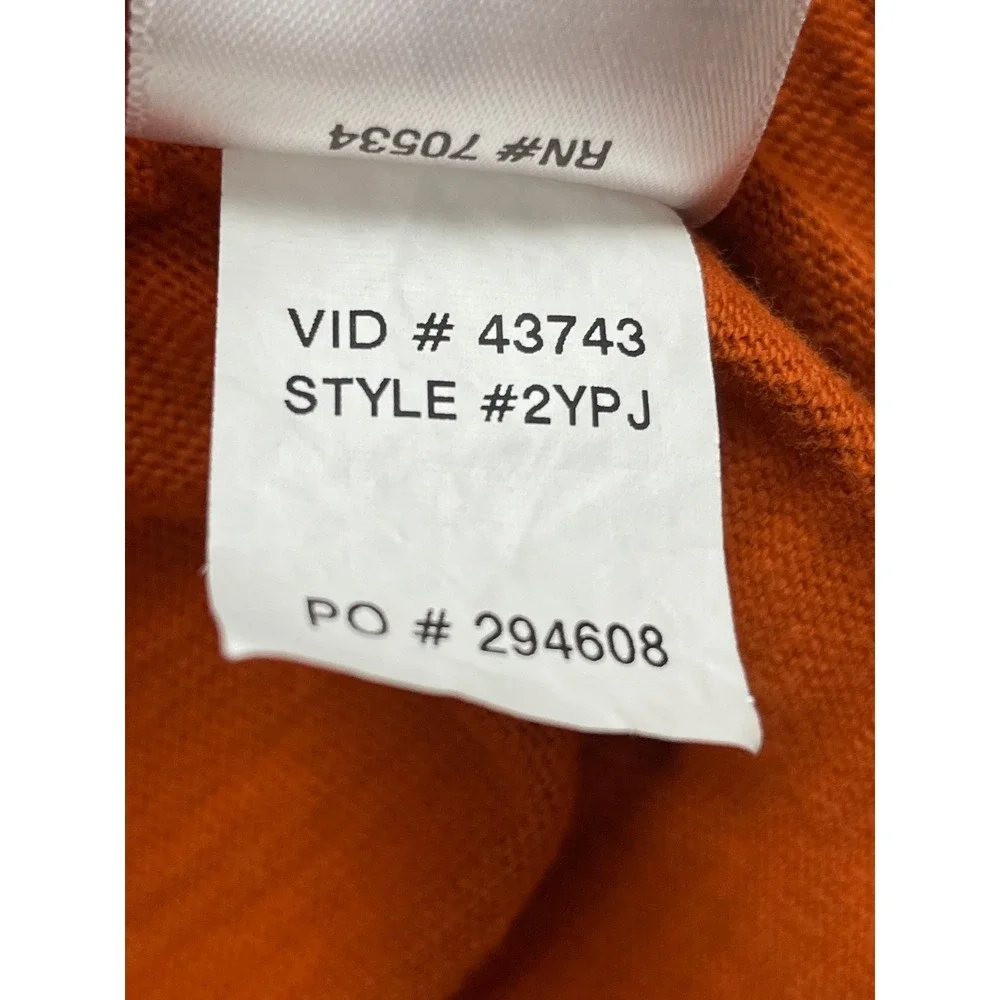 ORVIS Pullover Sweater Men M Orange Quarter Zip Mock Neck Zip 100 Cotton Outdoor